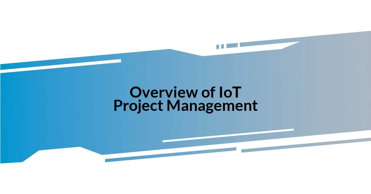 Overview of IoT Project Management